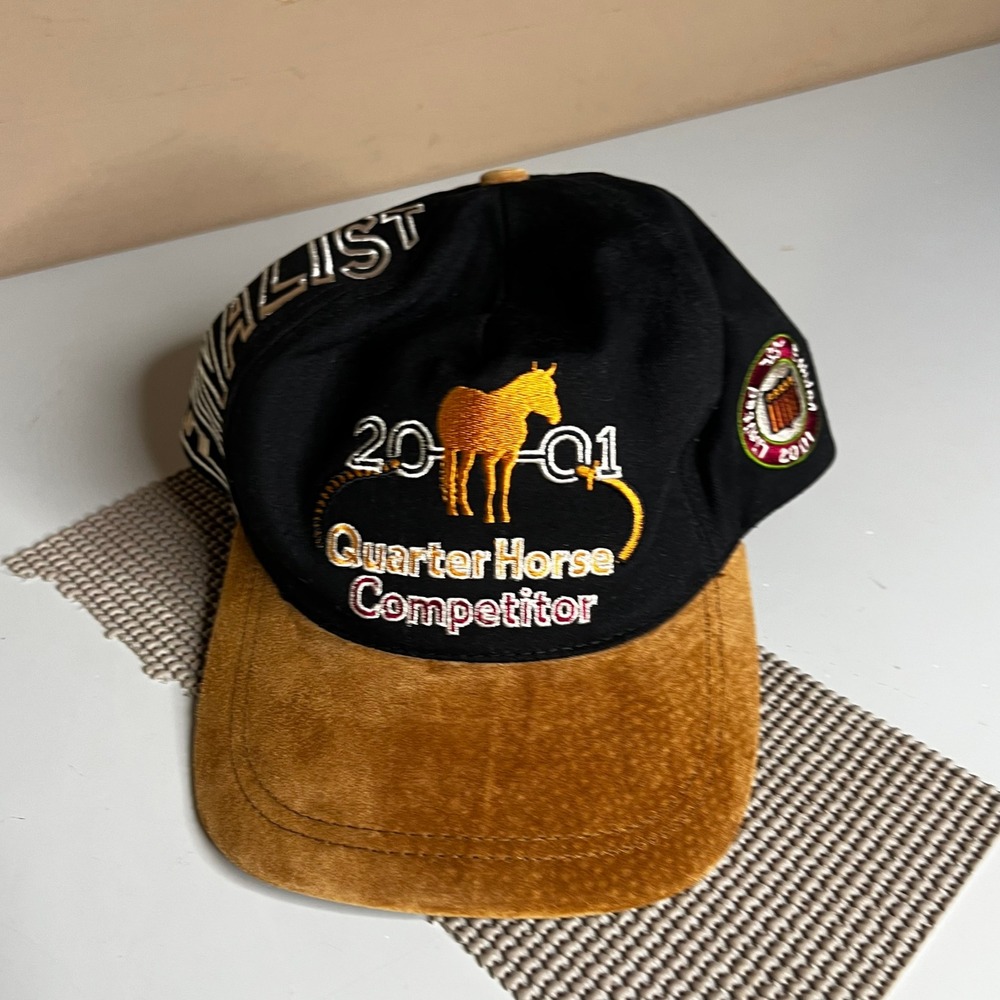 Vintage 2001 Quarter Horse Competitor Finalist Hat Schneiders Black Tan Cap